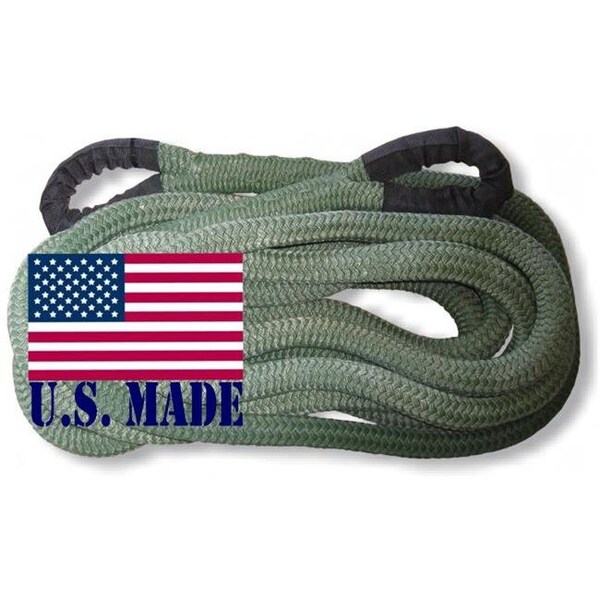 U.S. made "MILITARY GREEN" Safe-T-Line Kinetic Recovery (Snatch) ROPE - 1 inch X 30 ft (4X4 VEHICLE RECOVERY)
